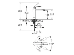 Grohe Einhand-Waschtischbatterie Euroeco Special Glatt Chrom