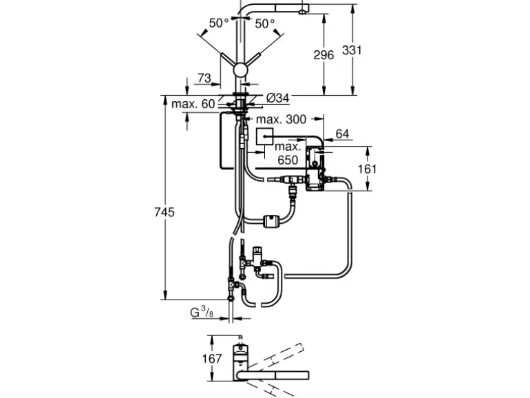 Grohe Elektronische Einhand-Küchenarmatur Minta Touch L-Auslauf