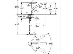 Grohe QuickFix Einhand-Küchenarmatur Swift DN 15 Niedrig Schwenkbereich Chrom