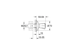 Grohe UP-Ventil Oberbau Costa Chrom Markierung blau mit Schubrosette