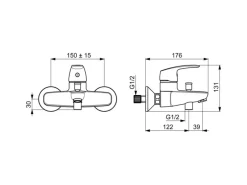 Hansa Wannenfüll- und Brausebatterie Einhebelmischer Pinto 4511 Chrom