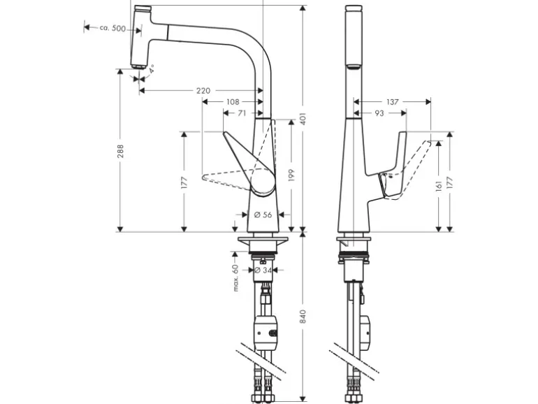 Hansgrohe Einhebel-Küchenarmatur Talis Select S 300 mm mit Ausziehauslauf Chrom