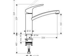 Hansgrohe Einhebel-Küchenarmatur Focus 160 mm Edelstahl-Optik