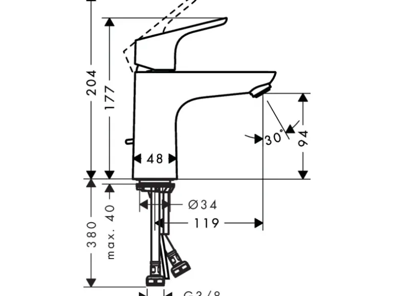 Hansgrohe Einhebel-Waschbeckenarmatur Focus 100 mm mit Zugstangen-Ablaufg. Chrom