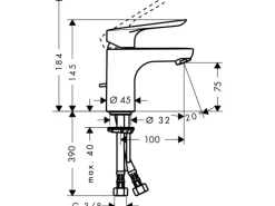 Hansgrohe Einhebel-Waschtischarmatur Logis E 70 mm Chrom mit Zugstangen-Ablauf