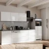 Held Küchen Küchenzeile Gera 300 cm Weiß/Beton mit E-Geräte