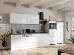 Held Küchen Küchenzeile Gera 360 cm Weiß/Beton ohne E-Geräte