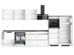 Held Küchen Küchenzeile Gera 360 cm Weiß/Beton mit E-Geräte