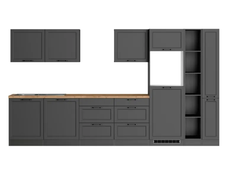 Held Küchen Küchenzeile Kempten 360 cm Grau/Graphit ohne E-Geräte