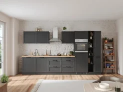 Held Küchen Küchenzeile Kempten 360 cm Grau/Graphit ohne E-Geräte