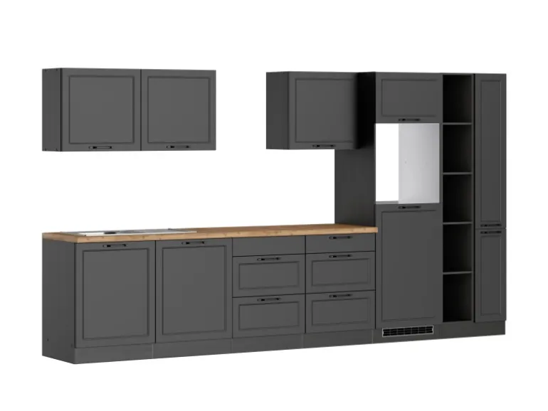 Held Küchen Küchenzeile Kempten 360 cm Grau/Graphit ohne E-Geräte