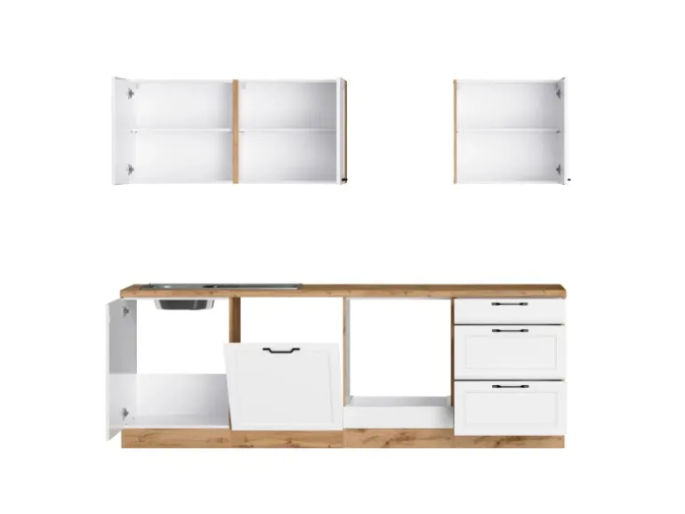 Held Küchen Küchenzeile Kempten 240 cm ohne E-Geräte Wotan/Weiß