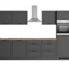 Held Küchen Küchenzeile Kempten 300 cm Grau/Graphit mit E-Geräte