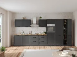 Held Küchen Küchenzeile Kempten 420 cm Grau/Graphit ohne E-Geräte