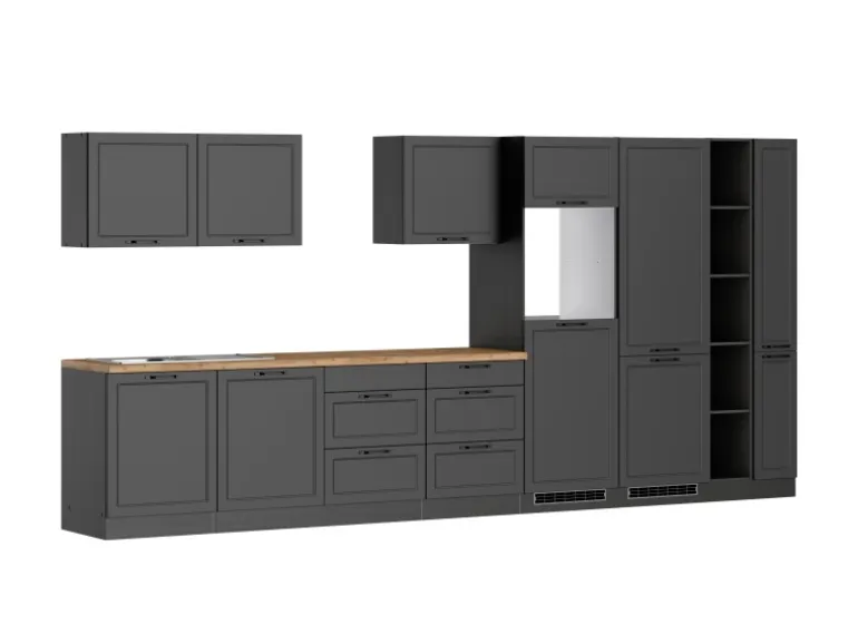Held Küchen Küchenzeile Kempten 420 cm Grau/Graphit ohne E-Geräte