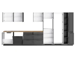 Held Küchen Küchenzeile Kempten 420 cm Grau/Graphit ohne E-Geräte