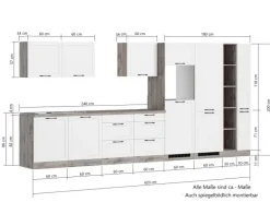 Held Küchen Küchenzeile Kempten 420 cm Grau/Graphit ohne E-Geräte