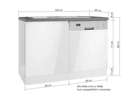 Held Küchen Spülenschrank Gera 120 cm Weiß/Beton