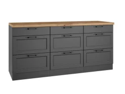 Held Küchen Unterschrank Kempten 180 cm Grau/Graphit
