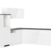 Held Küchen Winkelküche Gera 240 cm Weiß/Beton ohne E-Geräte