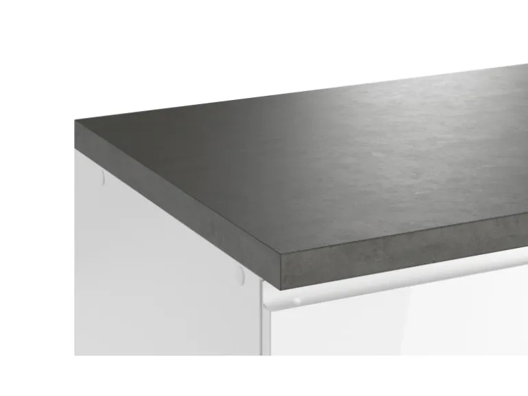 Held Küchen Winkelküche Gera 300 cm Weiß/Beton mit E-Geräte