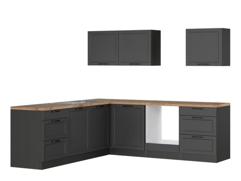 Held Küchen Winkelküche Kempten 240 cm ohne E-Geräte Graphit/Grau