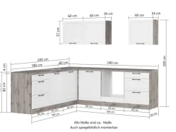 Held Küchen Winkelküche Kempten 240 cm ohne E-Geräte Graphit/Grau