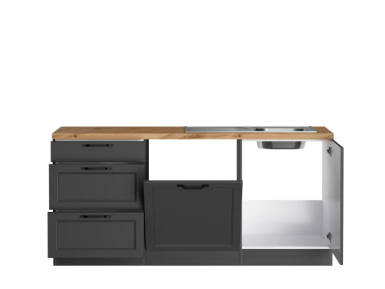 Held Küchen Winkelküche Kempten 240 cm ohne E-Geräte Graphit/Grau