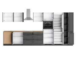 Held Küchen Winkelküche Kempten 420 cm Grau/Graphit mit E-Geräten Induktion