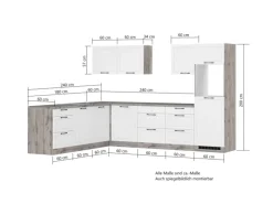 Held Küchen Winkelküche Kempten 300 cm mit E-Geräten Grau/Graphit autark Indukt.