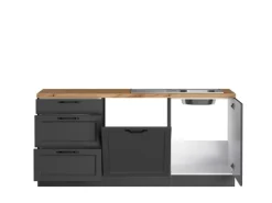 Held Küchen Winkelküche Kempten 300 cm Grau/Graphit ohne E-Geräte /autark