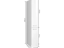 Held Möbel Küchen-Apothekerschrank Mailand 30 cm Hochglanz Weiß/Weiß