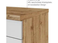 Held Möbel Küchen-Auszugsschrank Sorrento 50x85x60cm  2 Ausz. Weiß-WotanEiche