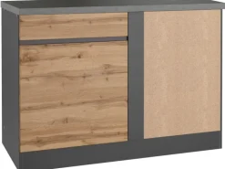 Held Möbel Küchen-Eckschrank Turin 120 cm Wotaneiche/Graphit