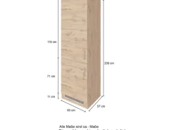 Held Möbel Küchen-Gefrierschrankumbau Sorrento 60x200x60 cm Weiß-WotanEiche