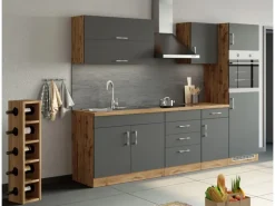 Held Möbel Küchen-Hängeschrank Sorrento BxHxT 50x57x34cm Anthrazit-Wotaneiche