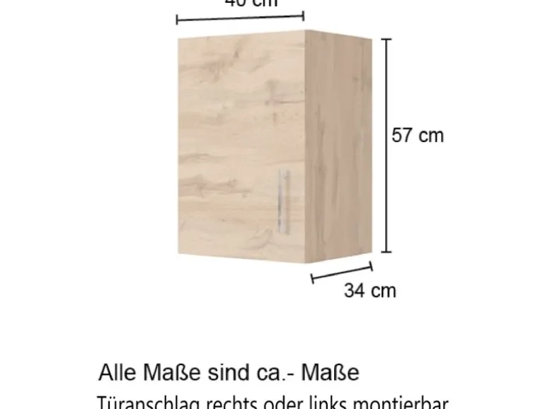 Held Möbel Küchen-Hängeschrank Sorrento BxHxT 40cmx57cmx34cm WotanEiche-Grafit