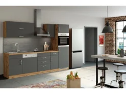 Held Möbel Küchen-Hängeschrank Sorrento BxHxT 40x57x34cm Anthrazit-Wotaneiche
