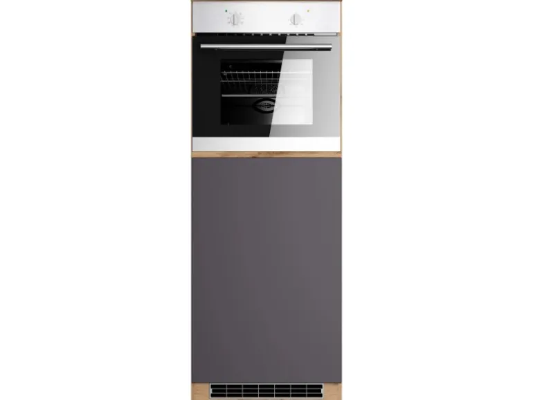 Held Möbel Küchen-Kühlschrank/Ofenumbauschrank Turin 60 cm Graphit/Wotaneiche
