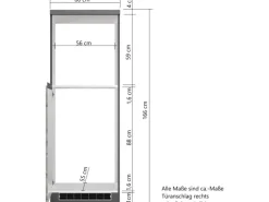 Held Möbel Küchen-Kühlschrank/Ofenumbauschrank Turin 60 cm Graphit/Wotaneiche