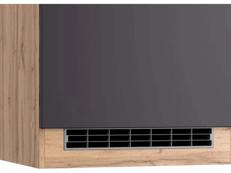 Held Möbel Küchen-Kühlschrank/Ofenumbauschrank Turin 60 cm Graphit/Wotaneiche