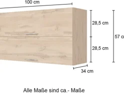 Held Möbel Küchen-Klapphängeschrank Sorrento 100x57x34cm WotanEiche-WotanEiche