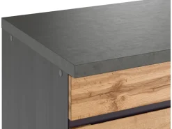 Held Möbel Küchenunterschrank Turin 60 cm 1 Tür 1 Schublade Wotaneiche/Graphit