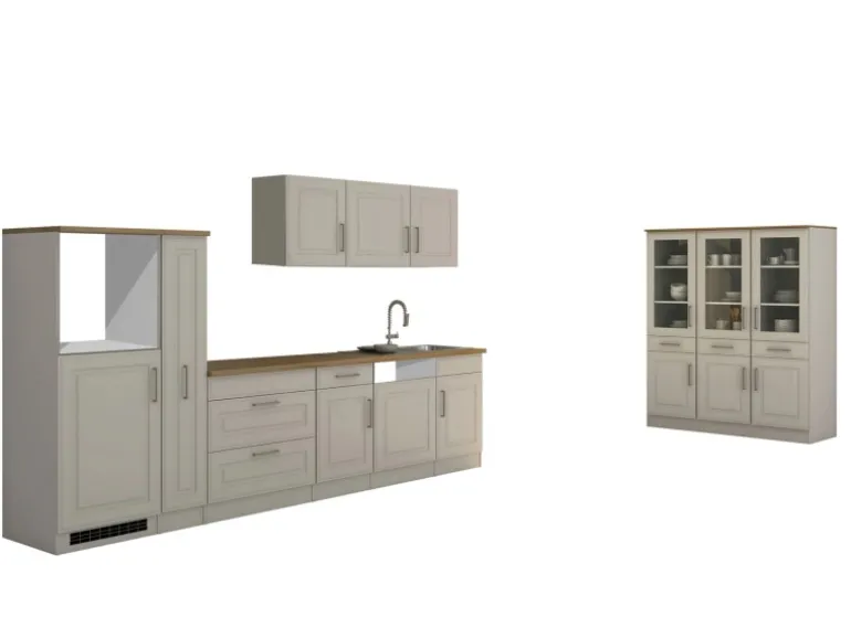 Held Möbel Küchenzeile Rom 330 cm Landhaus Weiß Matt ohne E-Geräte
