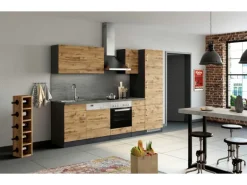 Held Möbel Küchenzeile Sorrento 270 cm Wotaneiche-Grafit