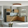 Held Möbel Küchenzeile Sorrento 210/ 270 cm Wotaneiche-Grafit o. E-Geräte Winkel