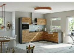 Held Möbel Küchenzeile Sorrento 210/ 270 cm Wotaneiche-Grafit o. E-Geräte Winkel