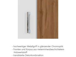 Held Möbel Küchenzeile Sorrento 210/ 270 cm Weiß-Wotaneiche o. E-Geräte Winkel
