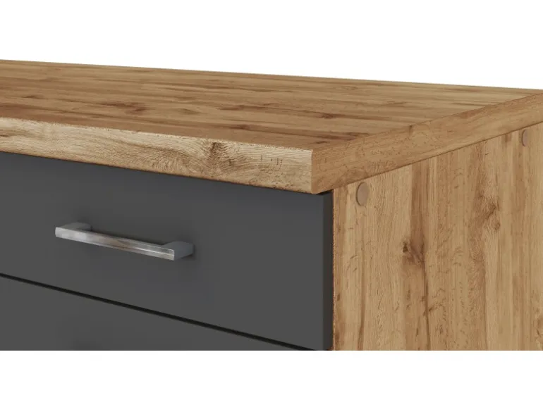 Held Möbel Küchenzeile Sorrento 210/ 270 cm Anthrazit-Wotaneiche Winkel