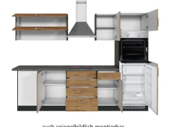 Held Möbel Küchenzeile Sorrento 210/270 cm Wotaneiche-Grafit Winkel